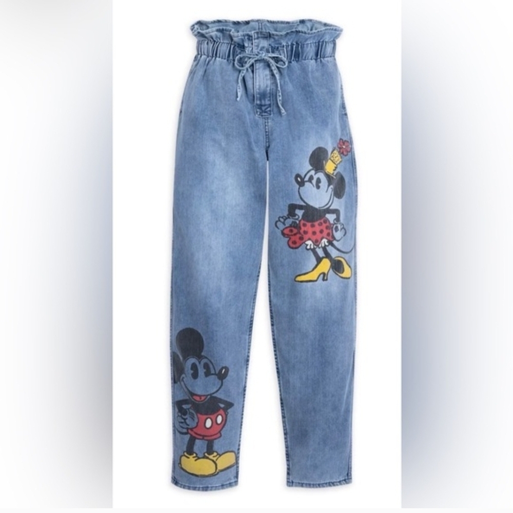 Disney Paperbag Jeans with Mickey & Minnie Mouse Graphics